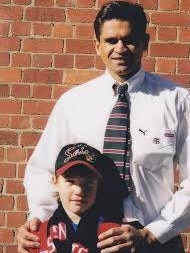 A young Dustin Martin with Nicky Winmar.