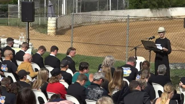 The funeral of Anthony ‘Knuckles’ Gordon on the Gold Coast on Wednesday. Picture: Supplied