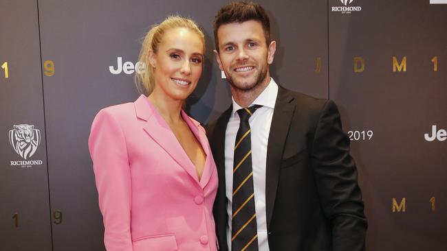 Trent Cotchin’s wife Brooke breached AFL rules by going to a day spa in Queensland. Richmond was fined for the breach. Picture: Wayne Taylor