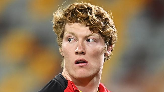 BRISBANE, AUSTRALIA - AUGUST 17: Matt Rowell of the Suns is seen during the round 12 AFL match between the Richmond Tigers and the Gold Coast Suns at The Gabba on August 17, 2020 in Brisbane, Australia. (Photo by Albert Perez/Getty Images)