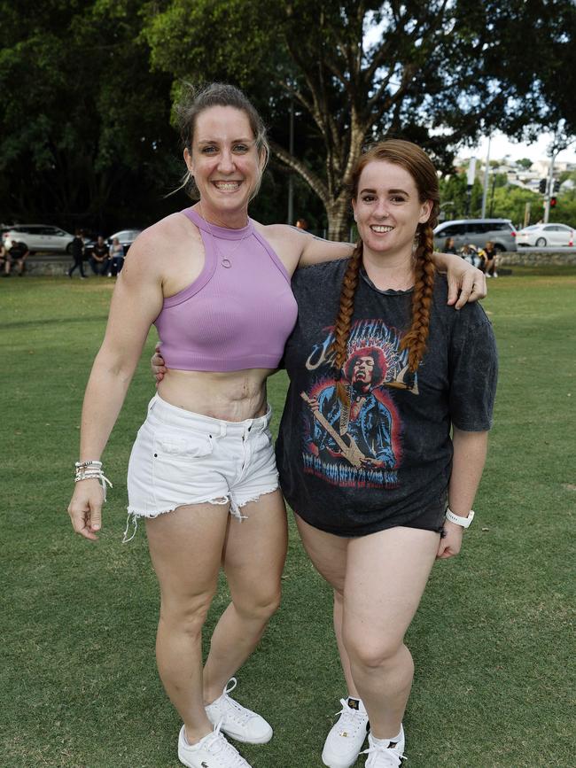 Kelly Greenslade and Nicole Hitchman at the Ed Sheeran concert at Suncorp Stadium. Picture: Josh Woning