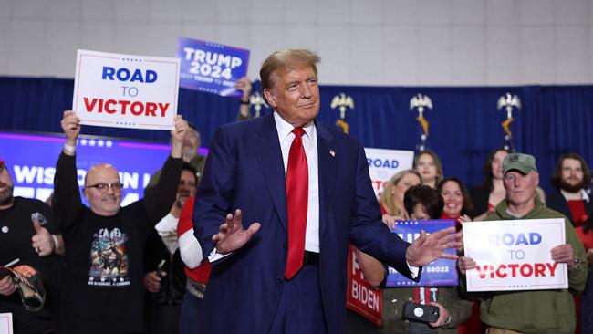 Former president Donald Trump at a rally in Green Bay, Wisconsin. Picture: Scott Olson/AFP