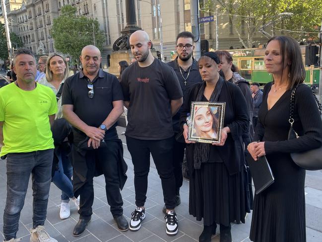 Celeste’s family at the steps of parliament at the vigil commemorating her death three years ago. Picture: Athos Sirianos