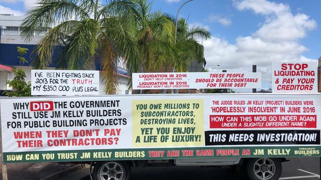 Photos of Mick Barfield's truck which he displayed around the time he was taking JM Kelly Builders to court over the money he was owed as a subcontractor