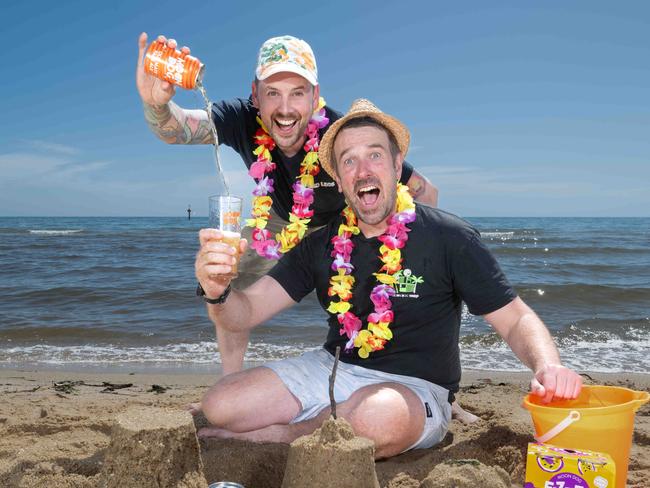 Joshua Uljans and Karl van Buuren  at their beachfront Moondog brewery in Frankston. It will be different from the new ones in Docklands and Footscray. Picture: Tony Gough