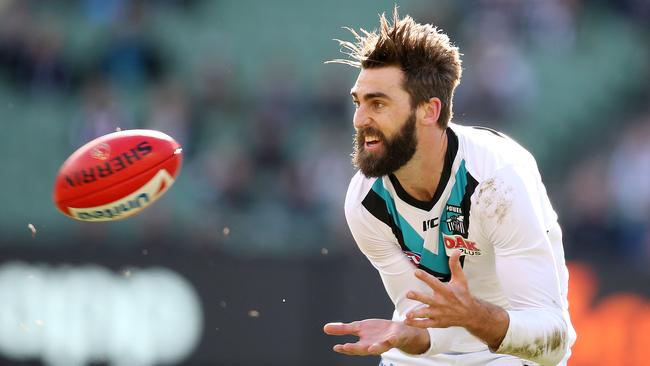 Justin Westhoff has been Mr Versatile for Port Adelaide. Picture: Michael Klein