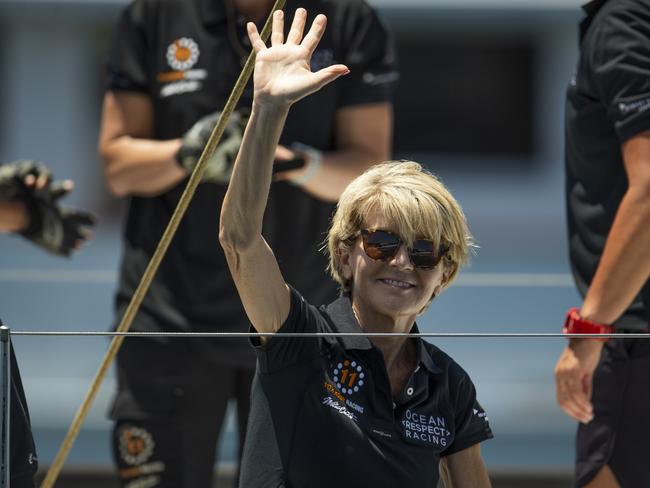 Julie Bishop on board Wild Oats X before the start of the 74th annual Sydney to Hobart yacht race.