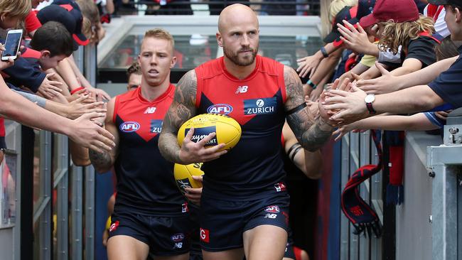 Melbourne skipper Nathan Jones will keep leading the Dees to that elusive premiership. Picture: Michael Klein