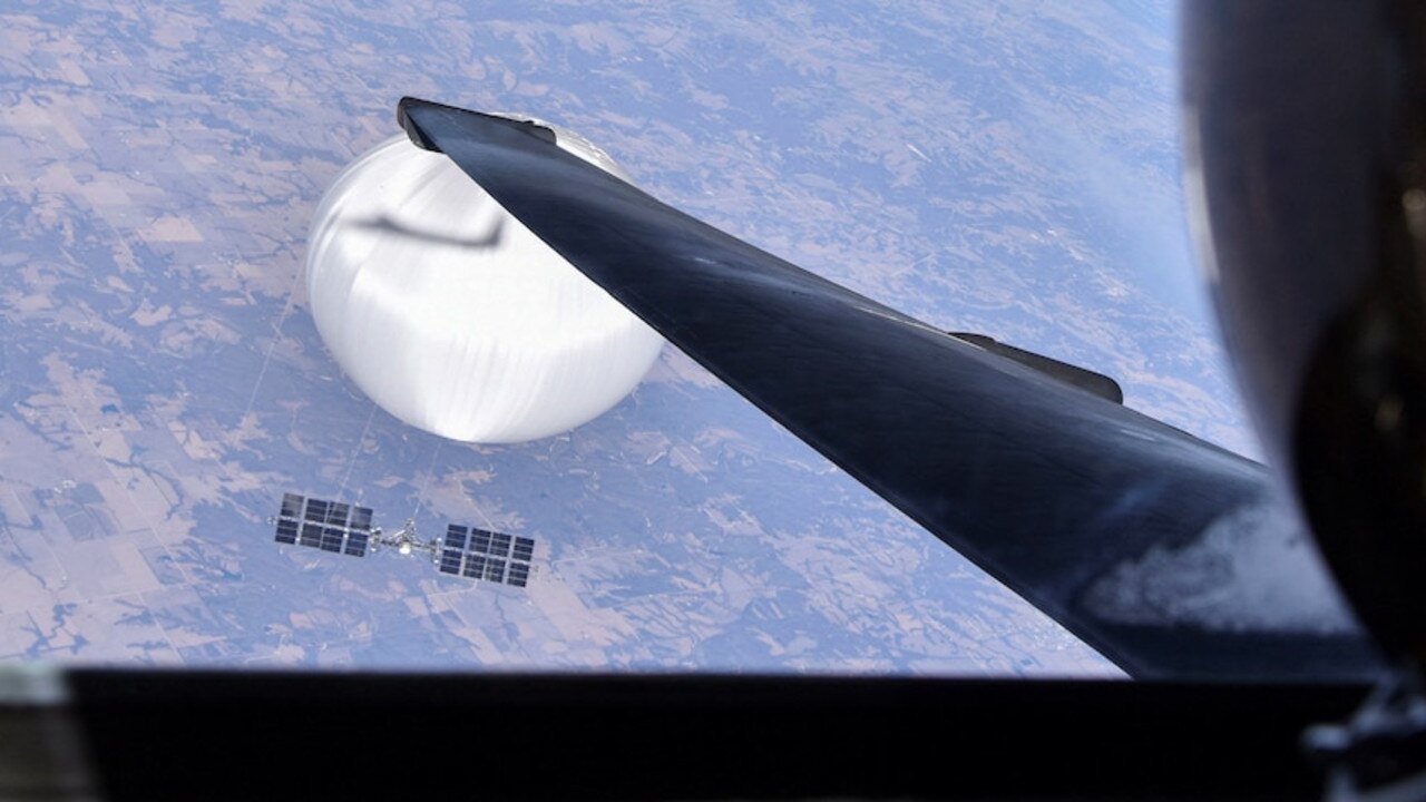 The Pentagon has released an extraordinary picture of the Chinese spy balloon. Picture: US Air Force.