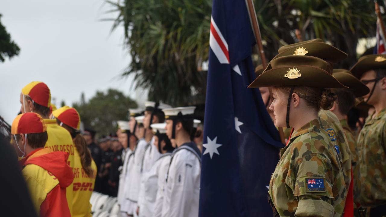Nippers and cadets attend the Bargara Dawn Service.