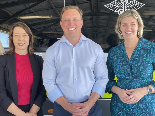 Announcing a new satellite hospital in Mackay with candidate Belinda Hassan, Health Minister Shannon Fentiman, Premier Steven Miles laughed at the idea Mackay was a marginal seat. Photo: Fergus Gregg