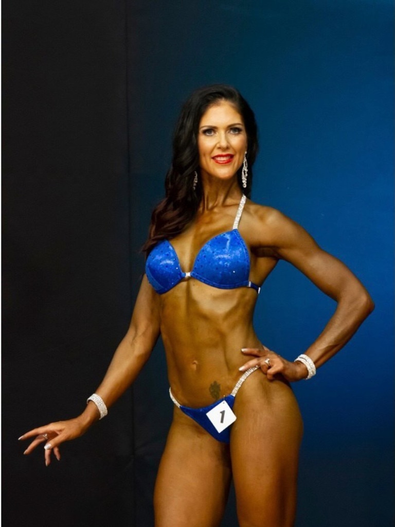 Paula Mandl took home 1st place in the Bikini Model 45+ age category and overall Bikini Competitor across all age groups sporting a custom-made Wonder Woman bikini at the Australian Natural Bodybuilding Queensland State Titles 2020. Picture: Gary Harvey.