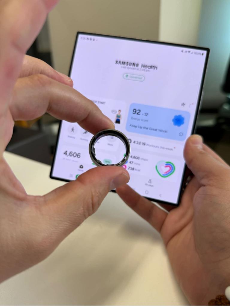 The Galaxy Ring tracks you 24/7 and pairs easily to the Samsung Health app. Picture: Troy Nankervis