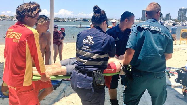 A man was taken to hospital after swallowing a lot of water at the Broadwater Parklands. Photo: @lifesavingqld