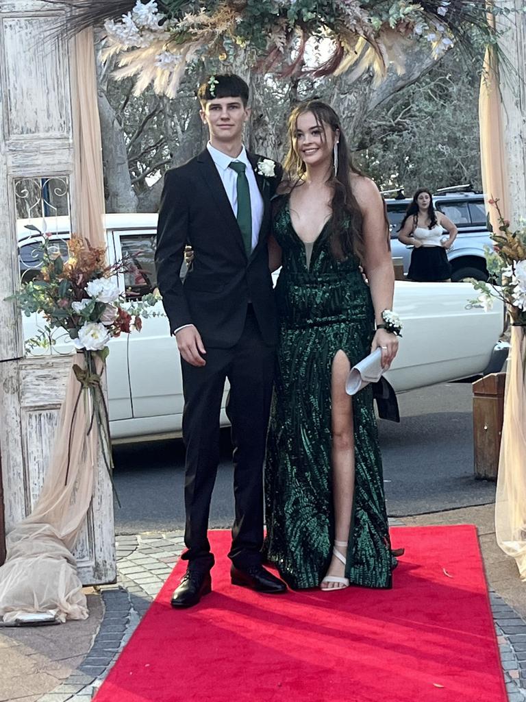 Jayde Davis and Jared Glover arrive at the Hervey Bay High School formal.