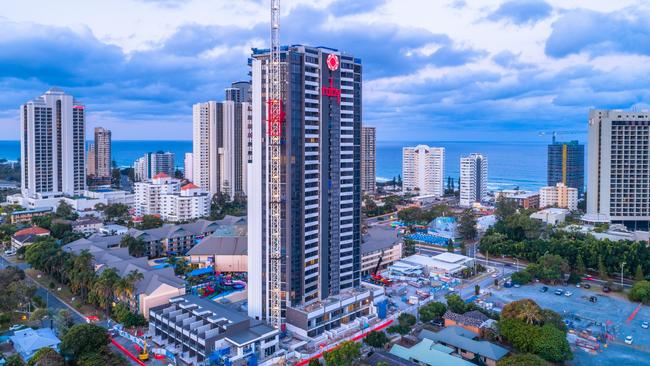 Drone aerial images of Ruby tower 1 of the Ruby Collection. Supplied by Ralan Group