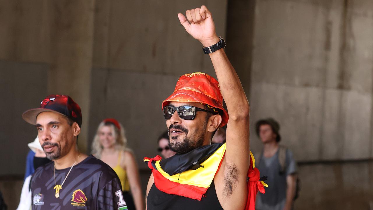 Australia Day protest march, Brisbane. Picture: Liam Kidston