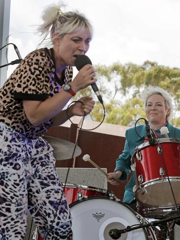 Improvisational six piece band Philomath in a performance called Hobart+music = Yeah! on the Turrell stage during Mona Foma. Picture: PATRICK GEE