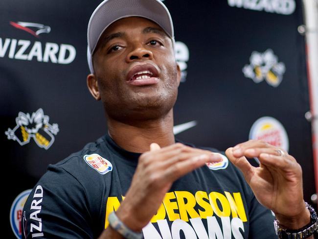 RIO DE JANEIRO, BRAZIL - JUNE 12: Anderson Silva speaks during a press conference for UFC 162 at X-Gym on June 12, 2013 in Rio de Janeiro, Brazil. (Photo by Buda Mendes/Getty Images)