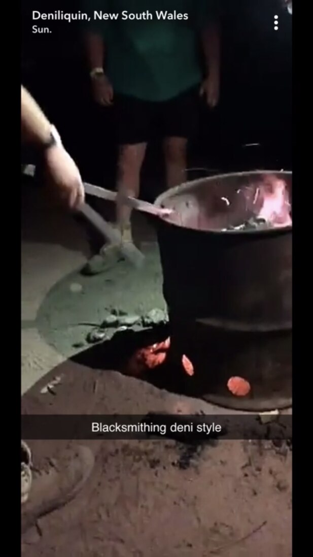 Blacksmithing at the Ute Muster. Picture: Snapchat