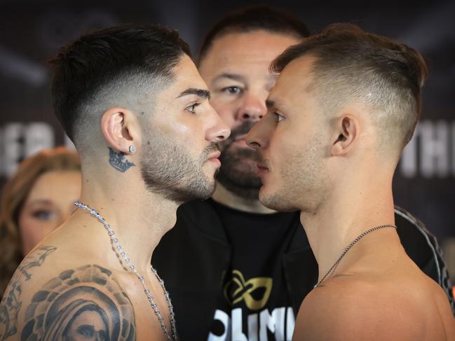 Michael Zerafa and Danilo Creati face off ahead of their fight on the Paul Gallen v Justin Hodges undercard.