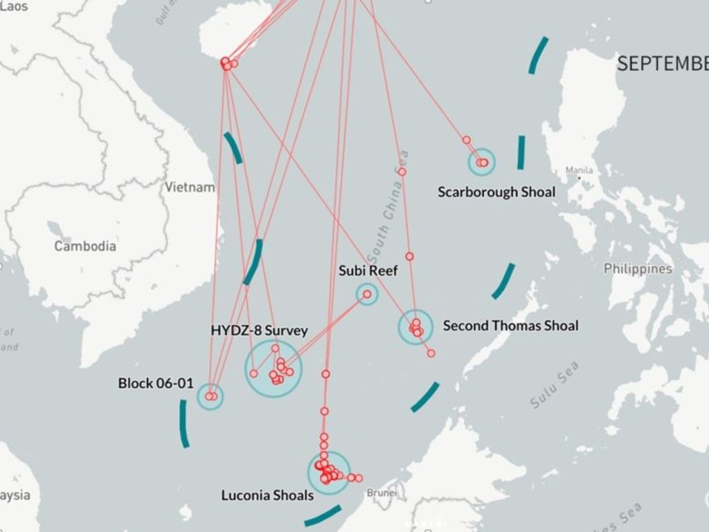 Beijing’s aggressive ‘coast guard’ activity has been ranging from joint Russian-Vietnamese drilling operations in Block 06-01 in the south of the South China Sea to across the Luconia, Second Thomas and Scarborough Shoals — all well within the territorial waters of Vietnam, Malaysia and the Philippines. Source: AMTI