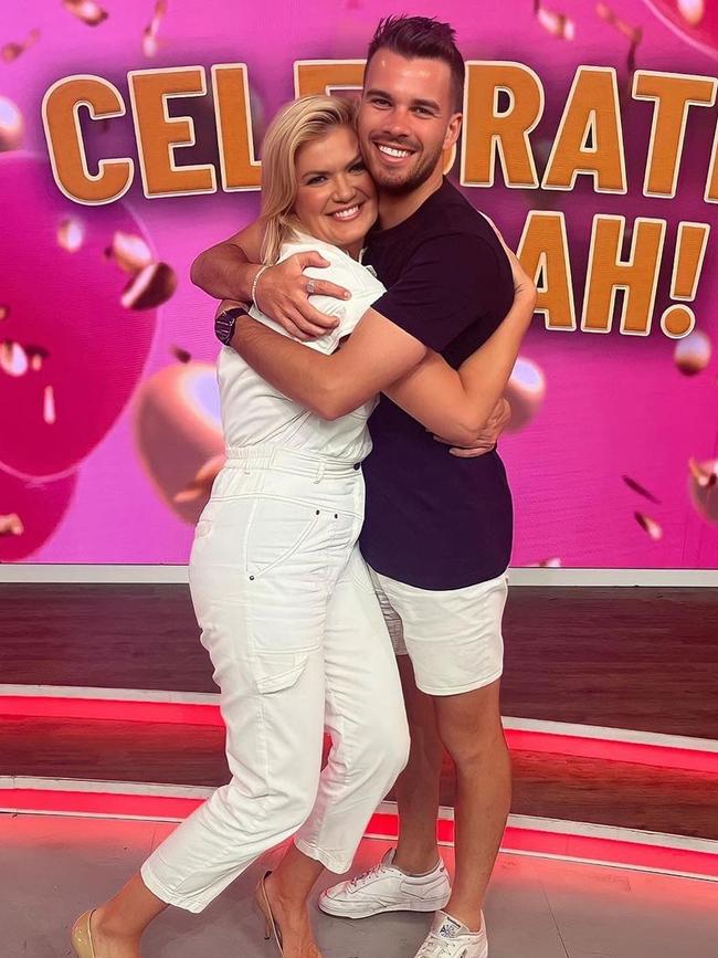 Jesse Baird pictured alongside Channel 10 presenter Sarah Harris. Picture: Instagram