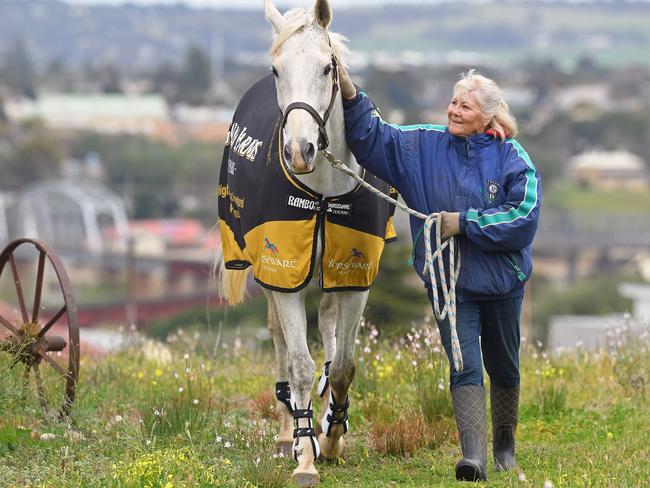 Kaye O’Loughlan has worked with race horses all her life so she knew the drug Pentosan Polysulfate Sodium worked to get them back on their feet. Now it’s changed her life. Picture: Tom Huntley