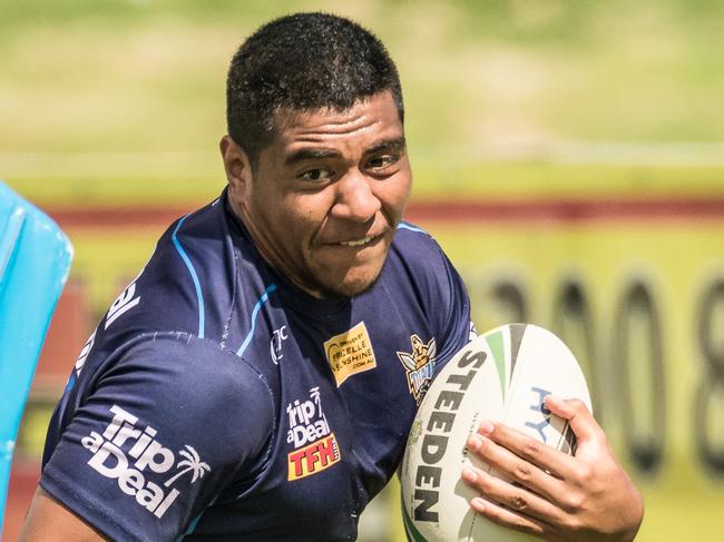 Moeaki Fotuaika at Titans preseason training. Picture: Supplied