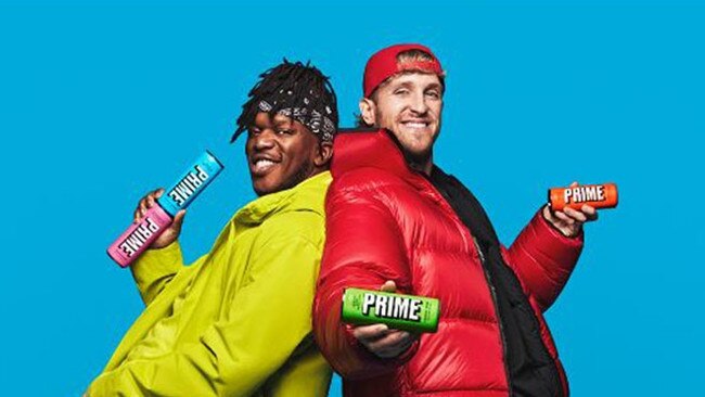 KSI, left, and Logan Paul promoting their PRIME caffeinated energy drinks. Picture: Instagram