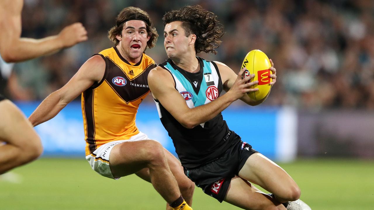 Port Adelaide youngster Josh Sinn. Picture: Sarah Reed/AFL Photos via Getty Images