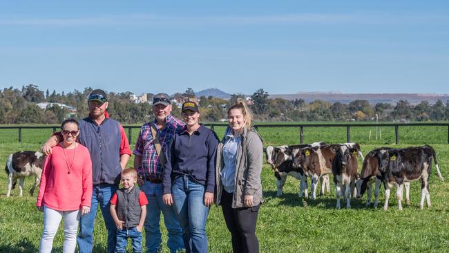 Amy and Doug Raphael with son Jayden, and John Raphael with daughters Amy and Jo. Picture: Katrina Partridge