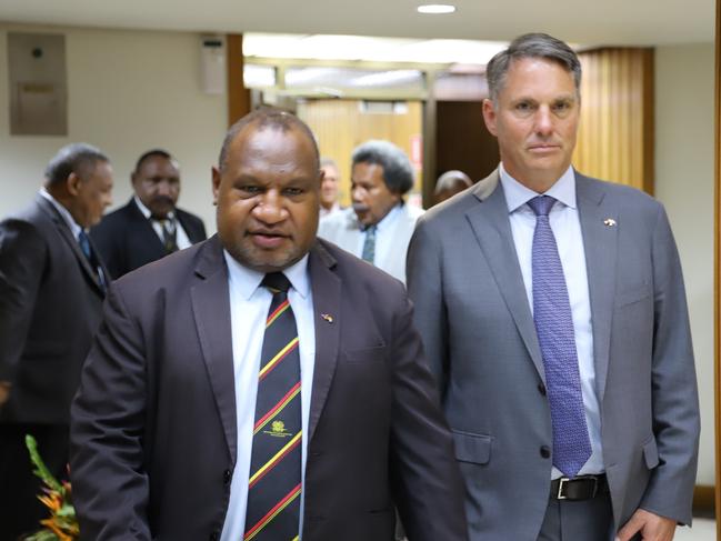 13-10-2022 - Prime Minister of Papua New Guinea James Marape (L) and Deputy Prime Minister of Australia Richard Marles pictured together at a meeting in Port Moresby.