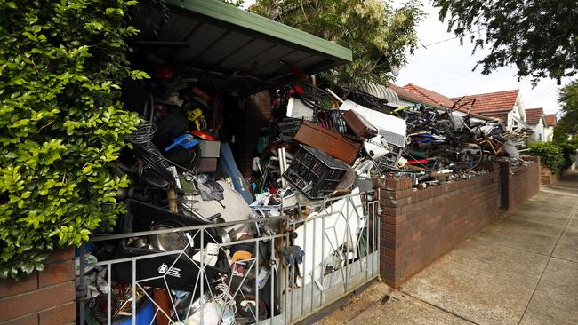 The hoarder home on Brereton Ave, Marrickville, has caused neighbours grief. Picture: Sam Ruttyn