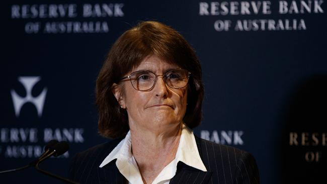 RBA governor Michele Bullock during a press conference following the central bank’s rate cut in May. Picture: Nikki Short/NewsWire