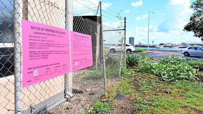 Pink signs at the Stokes Hill site in November 2021. Picture: Julianne Osborne