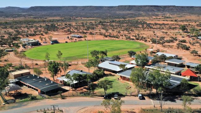 An aerial view of Santa Teresa (Ltyentye Apurte). The community store is run by Outback Stores. Picture: File