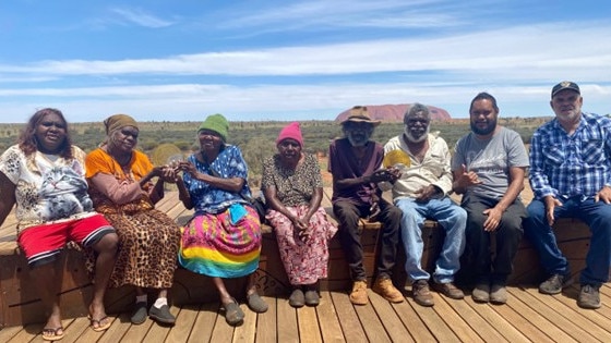 The Wintjiri Wiru Working Group proudly accepted their two Brolga Awards at Uluru. Picture: Supplied