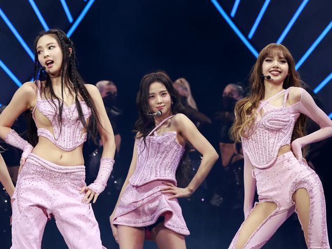 INDIO, CALIFORNIA - APRIL 22: (L-R) Rosé, Jennie, Jisoo, and Lisa of BLACKPINK perform at the Coachella Stage during the 2023 Coachella Valley Music and Arts Festival on April 22, 2023 in Indio, California. (Photo by Emma McIntyre/Getty Images for Coachella)