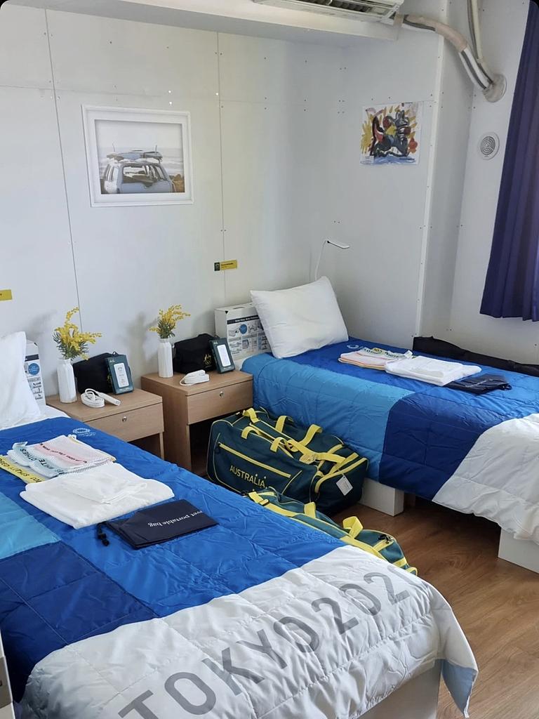 Beds in the Olympic village may be made of cardboard, but can hold 200kgs. Picture: Instagram.