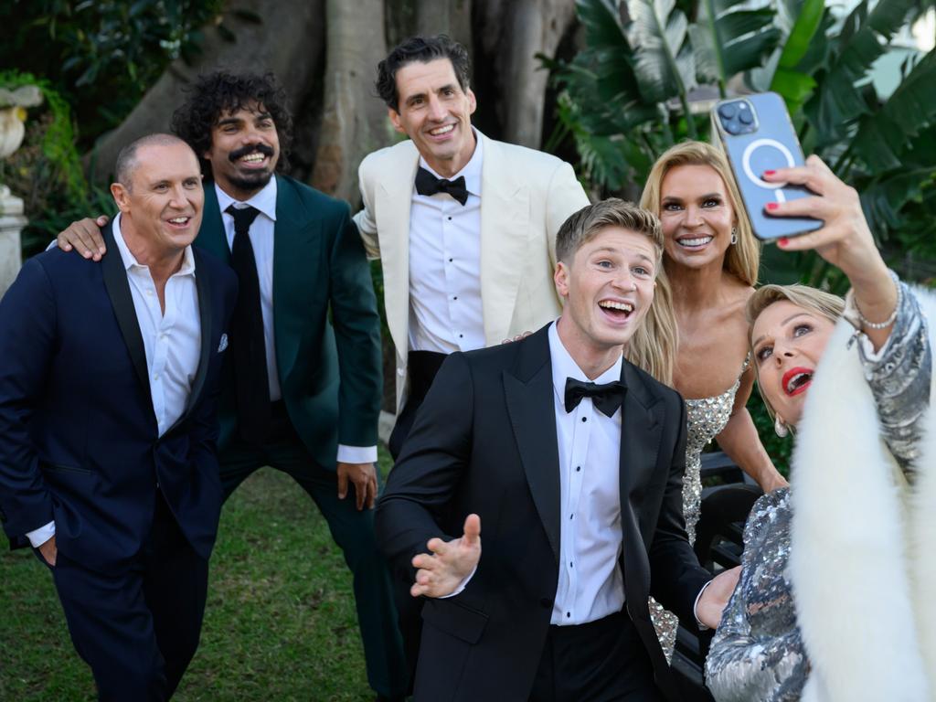 Larry Emdur and his fellow Gold Logie nominees: Tony Armstrong, Andy Lee, Robert Irwin, Sonia Kruger, Julia Morris and Asher Keddie (not pictured). Picture: James Gourley/Getty Images for TV WEEK