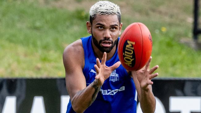 Tarryn Thomas at training. Picture: Jake Nowakowski