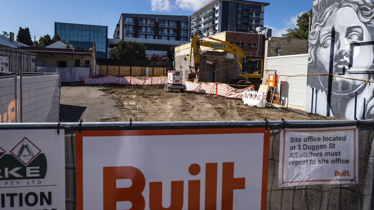 Construction site of National Australia Bank branch in Toowoomba CBD, Thursday, April 20, 2023. Picture: Kevin Farmer