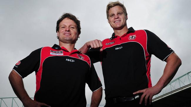 Scott Watters, with his captain Nick Riewoldt, was named St Kilda coach in October 2011.