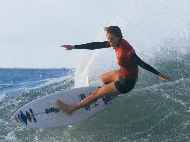 GOLD COAST, QUEENSLAND, AUSTRALIA - APRIL 27: Eight-time WSL Champion Stephanie Gilmore of Australia surfs in the Snapper World Champs Heat at the Bonsoy Gold Coast Pro on April 27, 2024 at Gold Coast, Queensland, Australia. (Photo by Cait Miers/World Surf League)