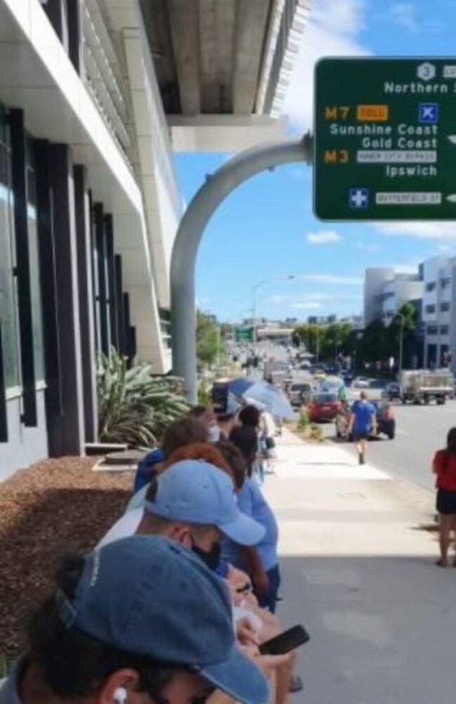 Huge testing queues outside Royal Brisbane and Women’s Hospital on Tuesday morning. Picture: Supplied