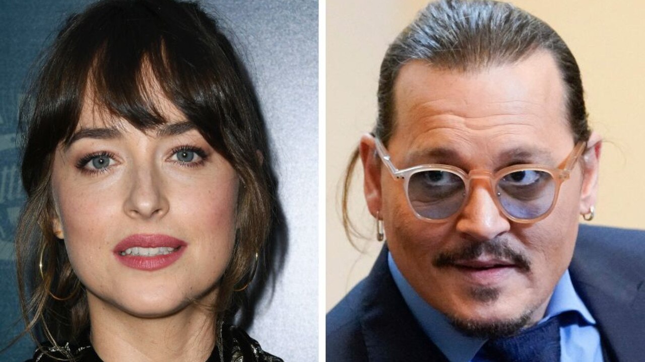 Dakota Johnson and Johnny Depp. Picture: Jon Kopalodd/Getty Images, Steve Helber/Pool/AFP