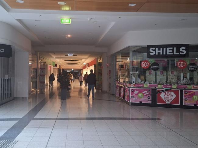 Power is out at Mt Barker mall, leaving stores in darkness. Picture: Supplied