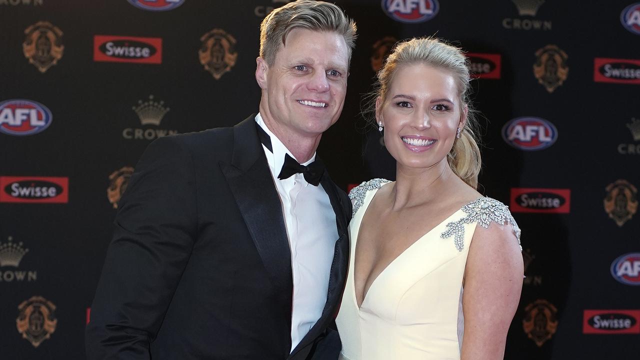 Nick Riewoldt and his wife Catherine. AAP Image/Luis Ascui.