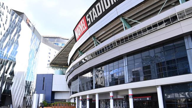 The teenager was allegedly armed with a small knife and fake gun when he tried, and failed, to enter Marvel Stadium during the round nine clash between Essendon and Sydney. Photo: Getty Images